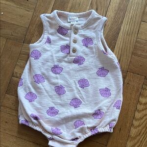 Cat & Jack Pink and Purple Shell Print Baby Romper